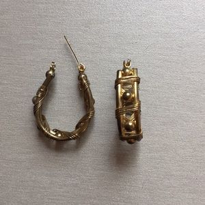 💫 VINTAGE brass hoop earrings, wire wrapped